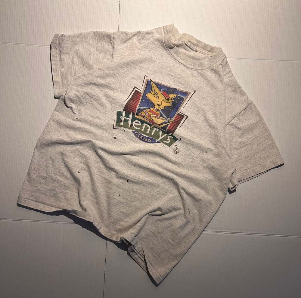 Vintage 90s Single Stitch Seattle's Best Coffee Henry's Blend 'One Cool Cat' Gra